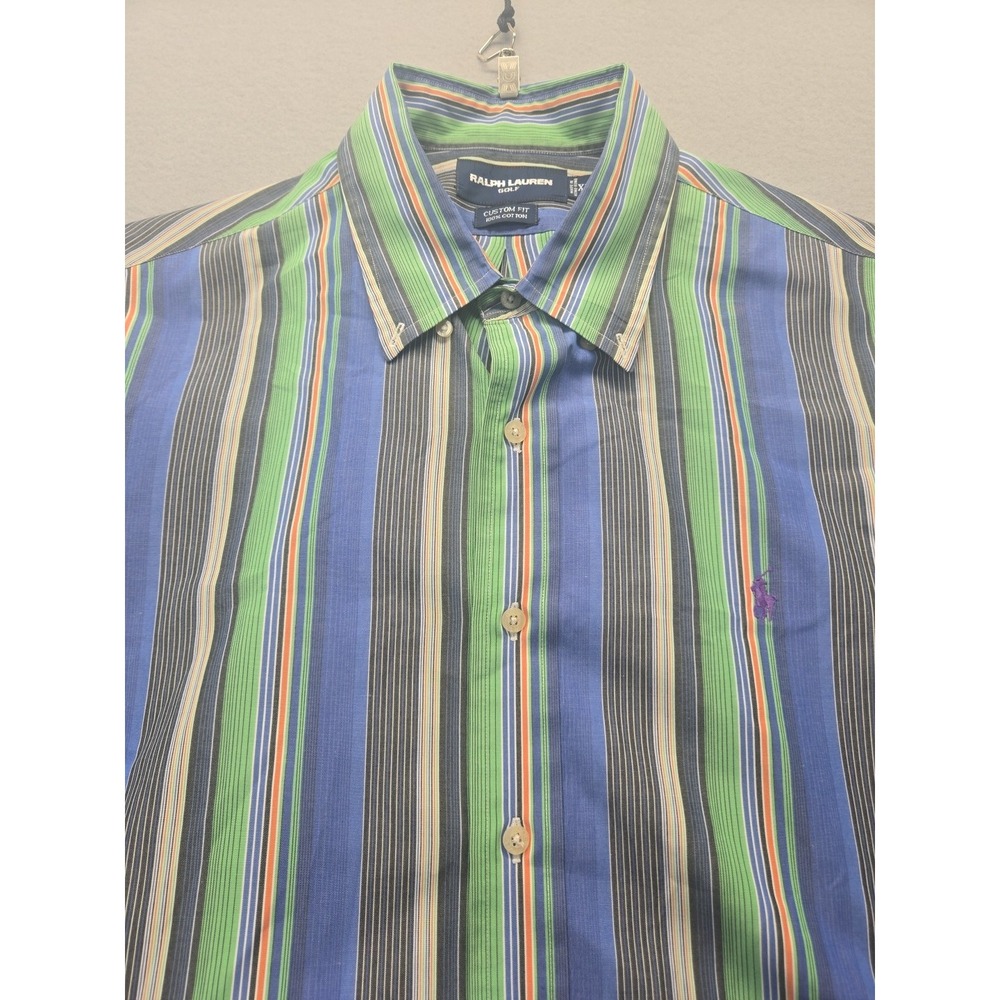 Ralph Lauren Golf Button Up Shirt Mens‎ XL Custom Fit Stripe Vintage Stripes
